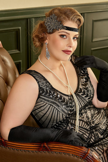 Sieben Stück Halskette Handschuhe 1920er Jahre Party Accessoires Set